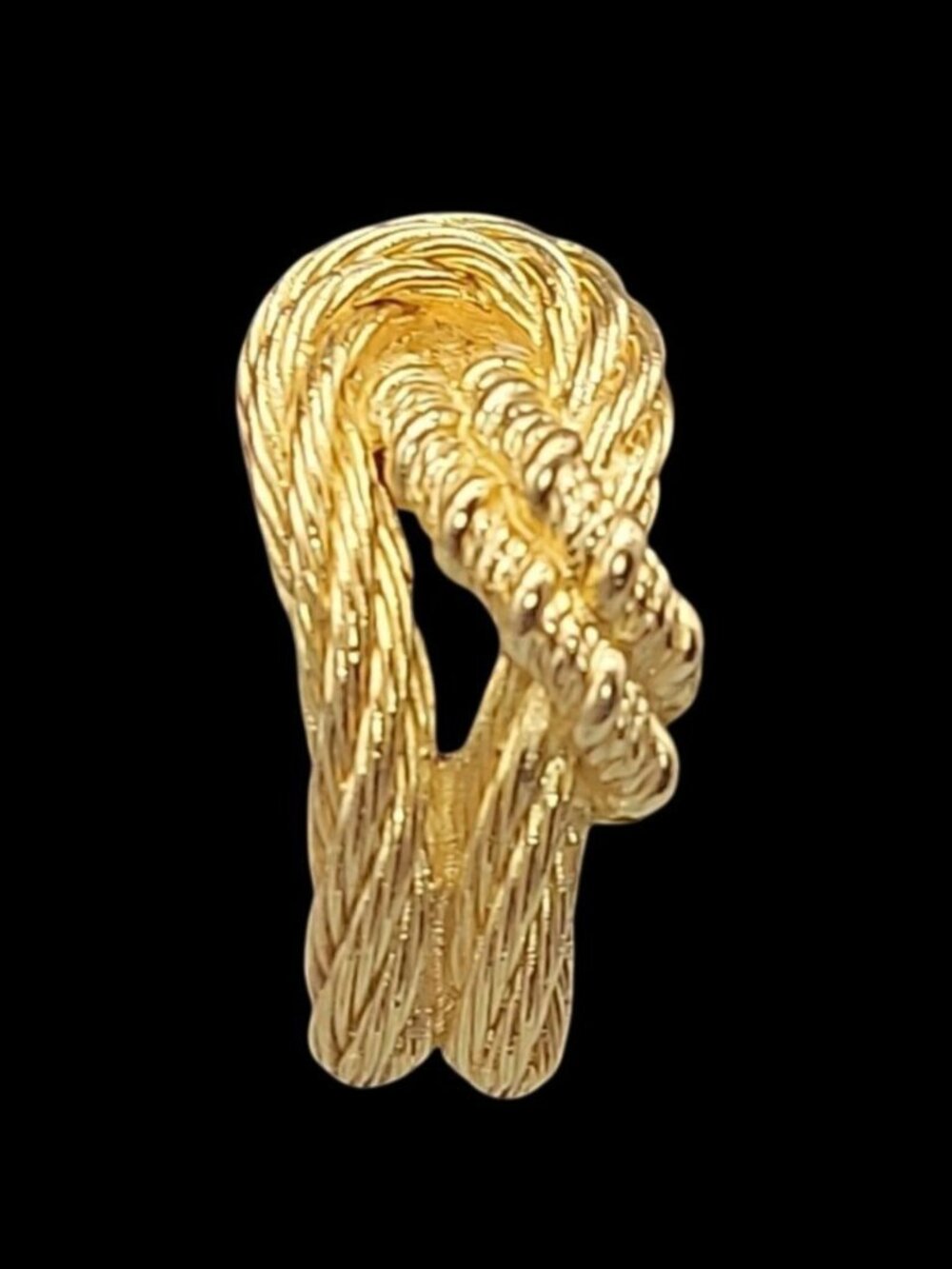 VINTAGE Christian Dior Cordage Knots Clip On Earrings Textured Gold Plated - Picture 6 of 12